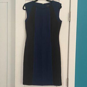 Tahari sleeveless sheath dress blue and black, size 6